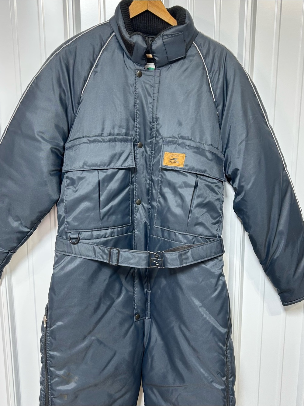 Vintage Duxbak Insulated Coveralls Mens XL Black Navy Nylon Hunting Suit 90s
